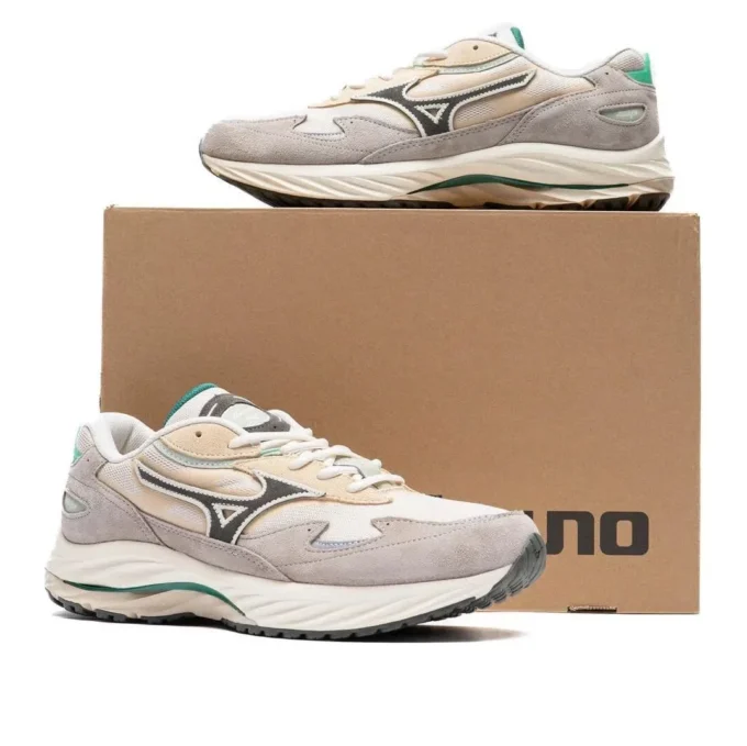 MIZUNO Wave Rider B « Light Beige Dark Grey Mint Green »